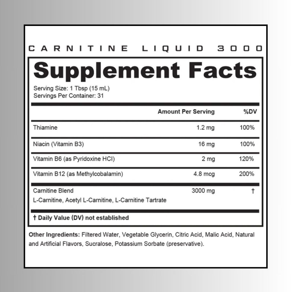 L-Carnitine 3000 Liquid – Triple-Blend Carnitine & B-Vitamin Formula